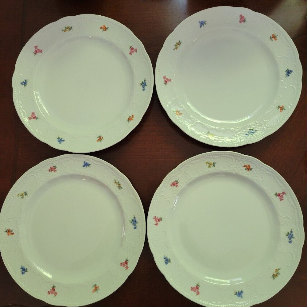 Seltmann Weiden LOUISE BAVARIAN Floral 10. in Dinner Plate Set 4 Pc Germany